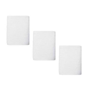 3 WHITE Broyhill Jacquard-Pattern Textured Velour 100% Cotton Bath Towels